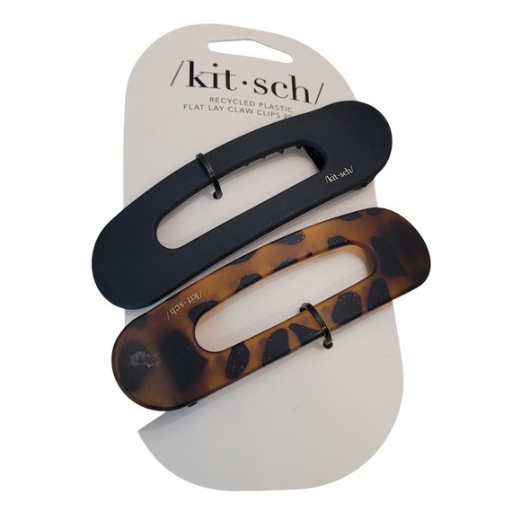 Kitsch Accessories - Kitsch Flat Lay Claw Clips 2pc Set Black Tortoiseshell Recycled Plastic NEW